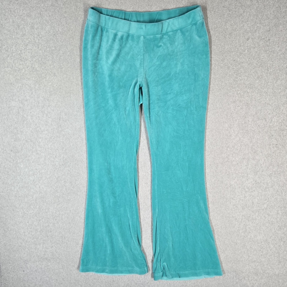 Juicy Couture Women Pants L Teal JUICY Spellout Track Pants Flare Coquettecore